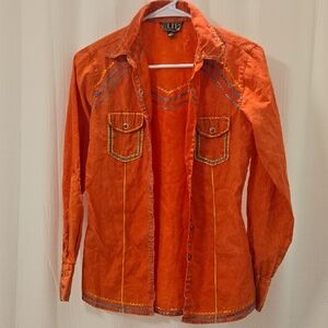 Vintage Cowgirl Up Orange Embroidered Shirt
